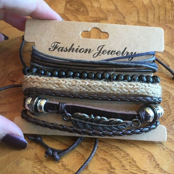MEN’S LEATHER Feathered Wing Bracelets! - Picture 1 of 5